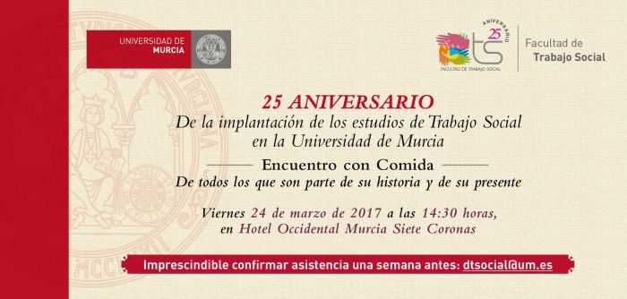 Celebración XXV aniversario de los estudios de trabajo social en Murcia