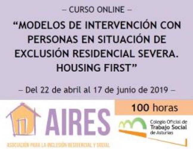 Curso Online "Modelos de intervención con personas en situación de exclusión residencial severa. Housing first"