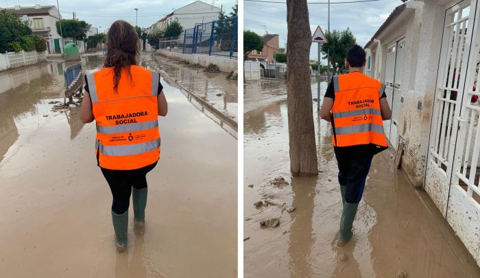 El Colegio de Trabajo Social movilizado por el 112 Región de Murcia para la atención a damnificados en Los Alcázares