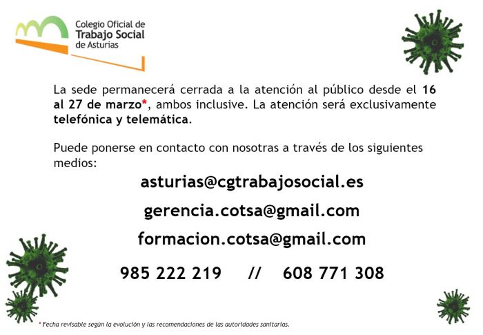 COVID-19_La sede del COTSA sin atención al público