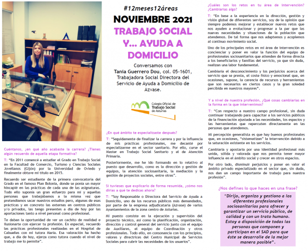 #12meses12áreas | Noviembre, Trabajo social y... Ayuda a Domicilio