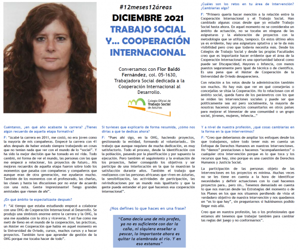 #12meses12áreas | Diciembre, Trabajo social y... Cooperación al Desarrollo