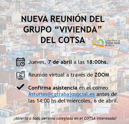 GRUPO "VIVIENDA" | Nueva reunión online, 7 de abril