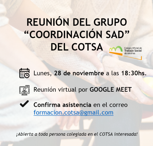 GRUPO "COORDINACIÓN SAD" | Primera reunión online el 28 de noviembre a las 18:30 hs