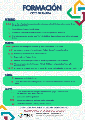 PROGRAMA FORMACIÓN 1º SEMESTRE 2023 COTS GRANADA