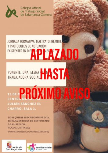 IMPORTANTE. Se aplaza hasta próximo aviso la 'Jornada Formativa: Maltrato Infantil y protocolos de actuación existentes en diferentes ámbitos'.