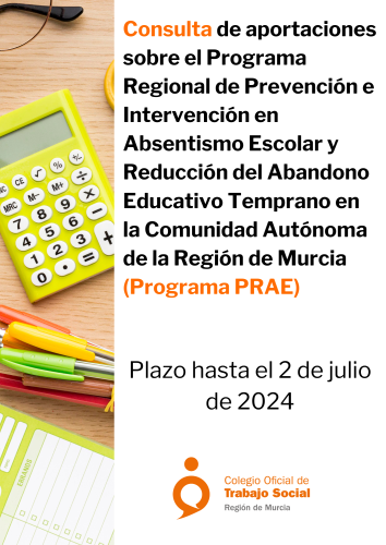 Consulta a colegiadas sobre el Programa PRAE. Plazo hasta el 2 de julio.