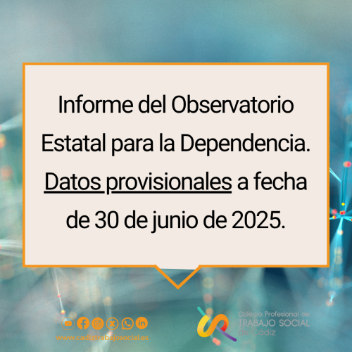 Informe del Observatorio Estatal para la Dependencia. Datos provisionales a fecha de 30 de junio de 2025.