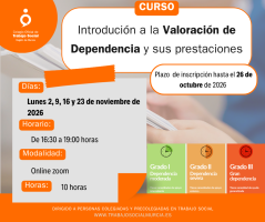 Curso: “Introdución a la valoración de dependencia y sus prestaciones”. Inicio 2 de noviembre